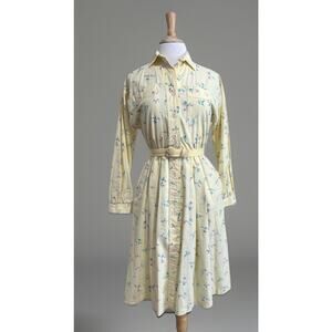 Vintage Willow Ridge Midi Dress Cottagecore Floral Spring Yellow Women's 8P